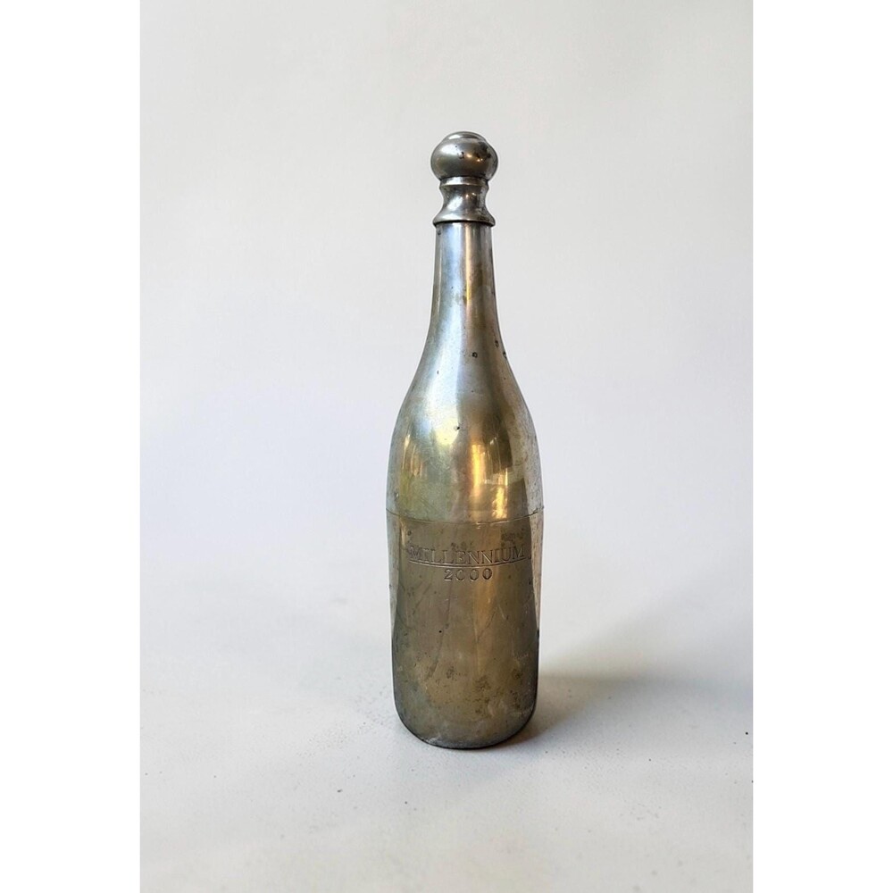Vintage Millennium 2000 Brass Champagne Bottle Cooler & Shaker - 15.5" Tall